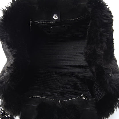 Prada Eco Lapin Faux Fur Handbag Black 7 of 9