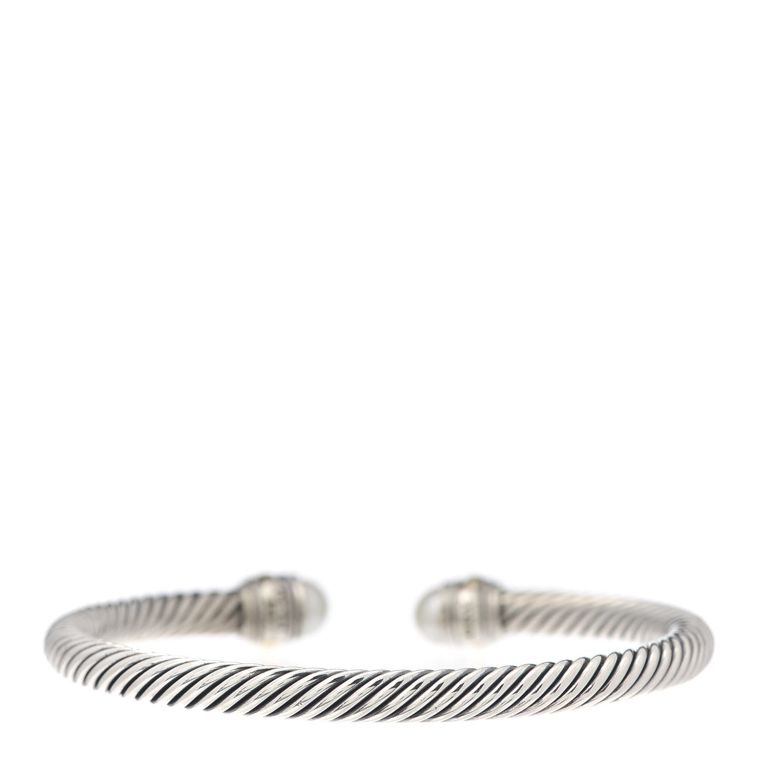 David Yurman Sterling Silver 14K Yellow Gold Pearl 5mm Cable Classics Bracelet 3 of 5