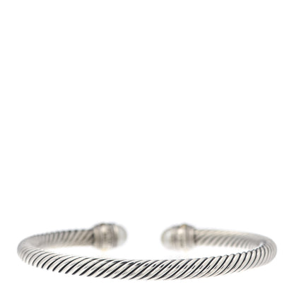 David Yurman Sterling Silver 14K Yellow Gold Pearl 5mm Cable Classics Bracelet 3 of 5