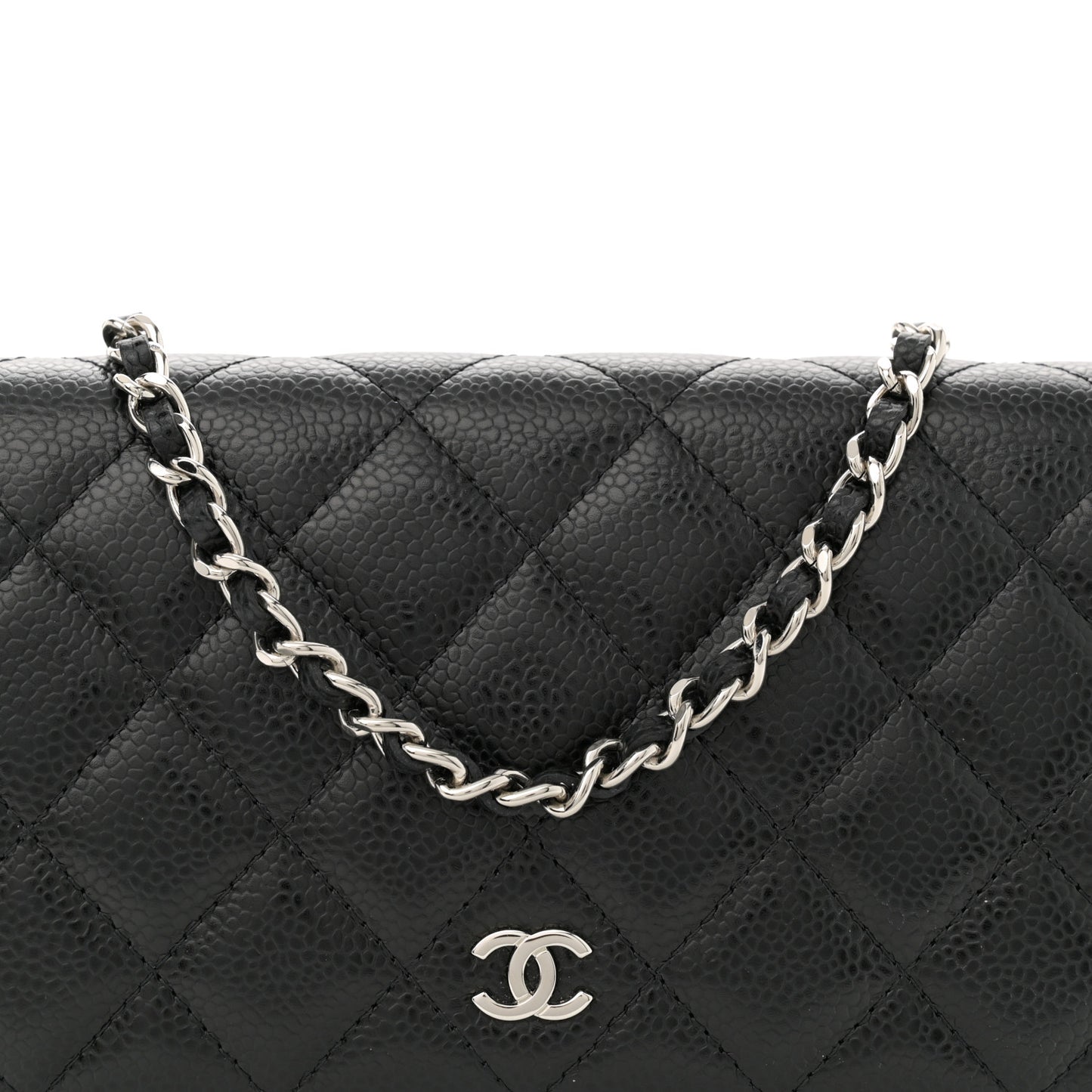 Caviar Quilted Wallet on Chain WOC Black