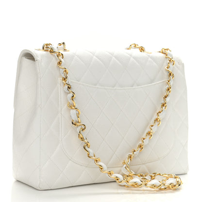 Chanel Caviar Quilted XL Jumbo Single Flap White 3 of 16