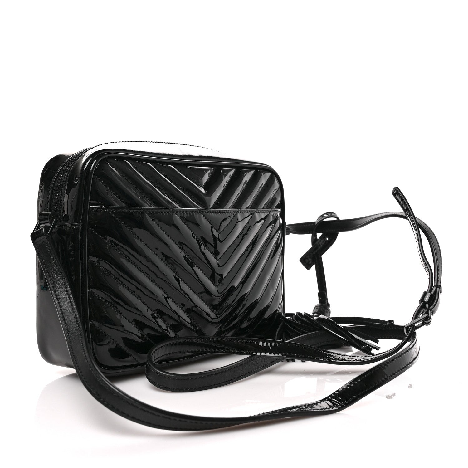 Saint Laurent Patent Calfskin Matelasse Monogram Lou Camera Bag Black 3 of 8