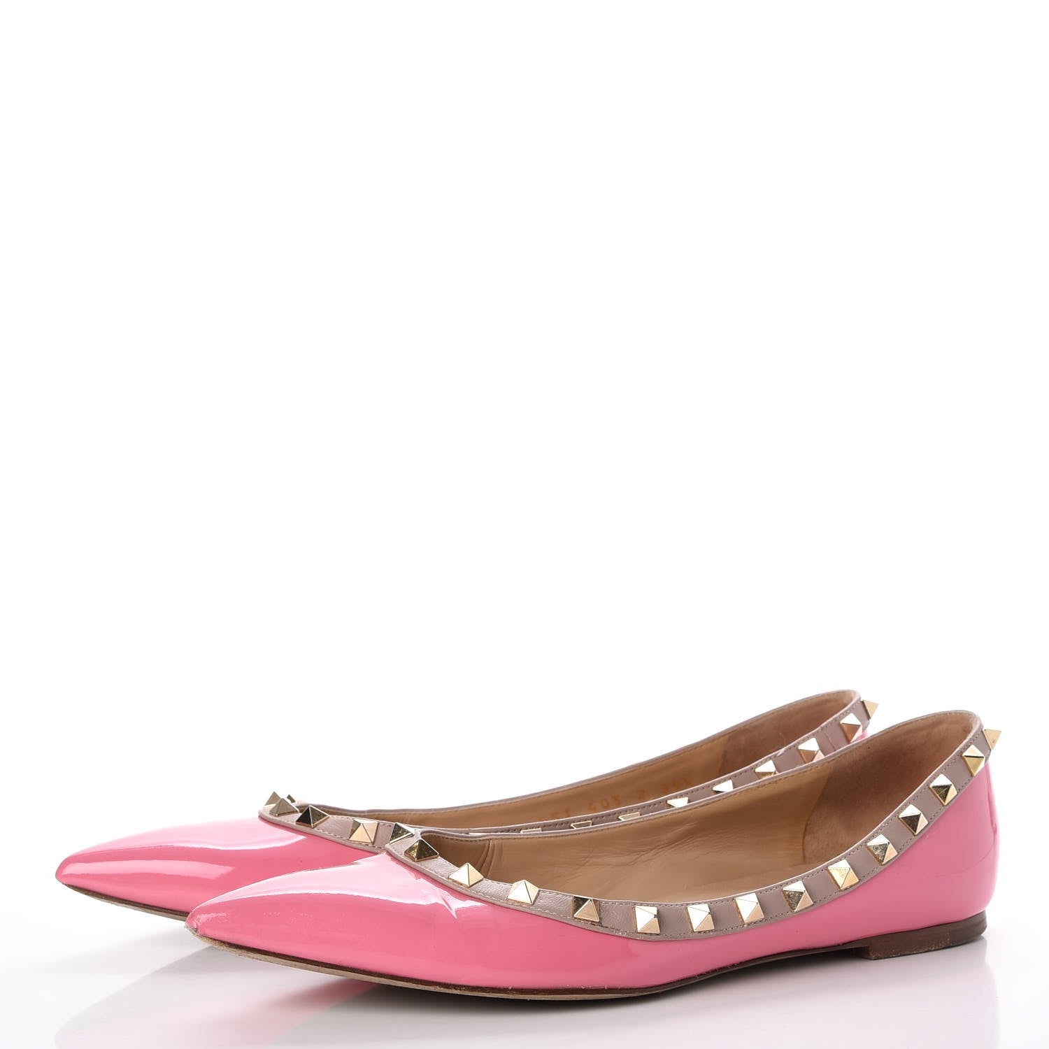Valentino Garavani Patent Nappa Rockstud Ballerina Flats 39.5 Ninphea Poudre 3 of 20