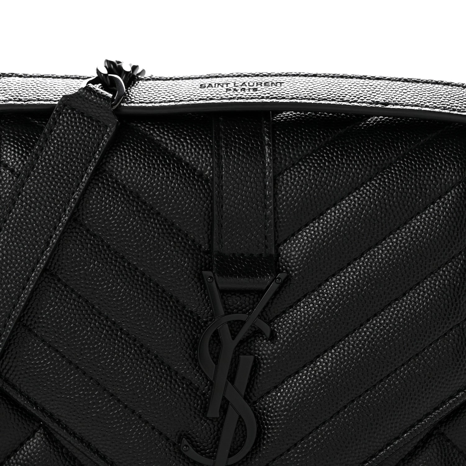 Saint Laurent Grain De Poudre Textured Mixed Matelasse Triquilt Medium Monogram Monochrome Satchel Black 7 of 12