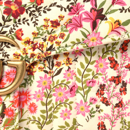 Gucci Cotton Calfskin Matelasse Floral Print Small GG Marmont Shoulder Bag Ivory Pink 8 of 12