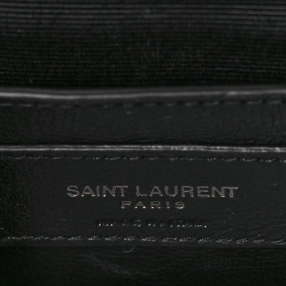 Saint Laurent Grain De Poudre Textured Mixed Matelasse Triquilt Medium Monogram Monochrome Satchel Black 7 of 10