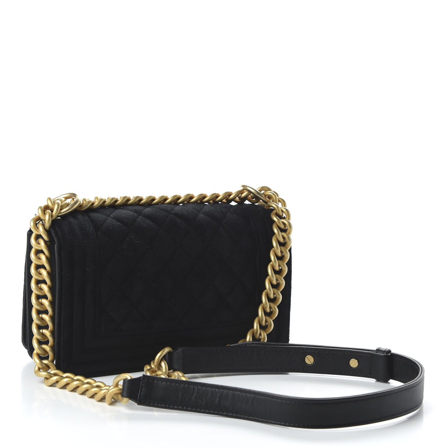 Velvet Strass Quilted Small Boy Flap Black
