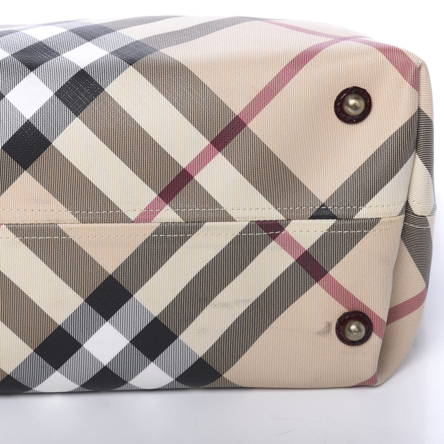 Patent Trim Nova Check Medium Shopper Tote Burgundy