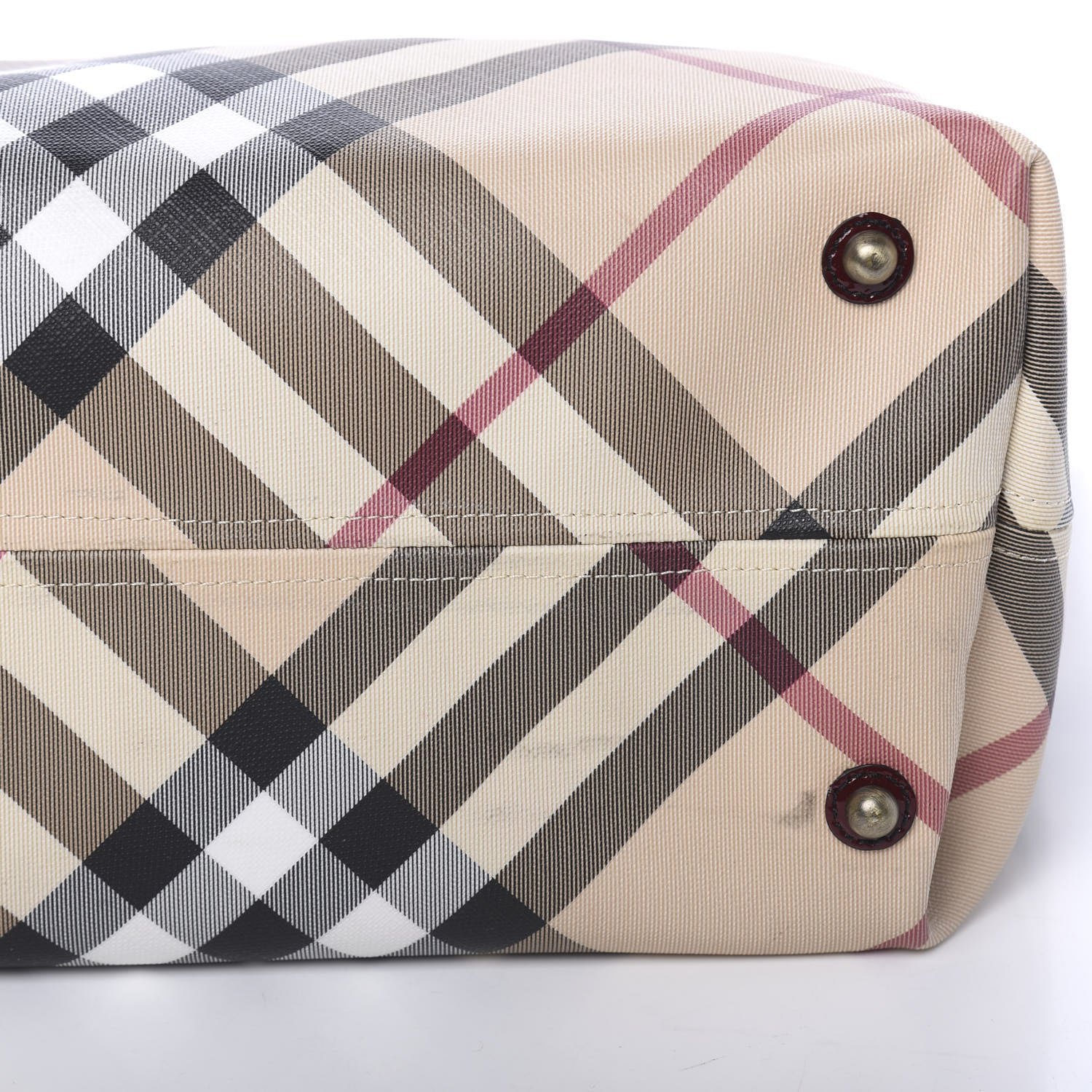 Burberry Patent Trim Nova Check Medium Shopper Tote Burgundy 16 of 16