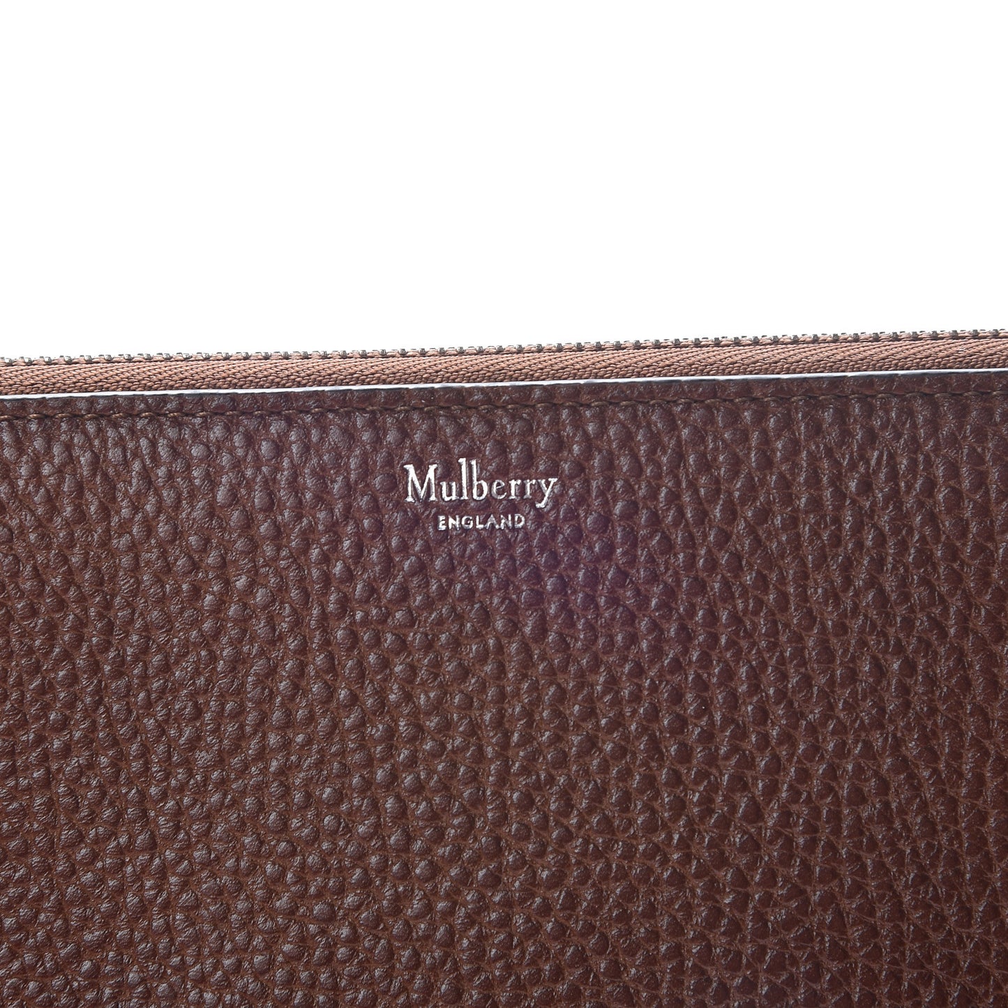 Natural Grain Leather Zip Around Wallet Oak