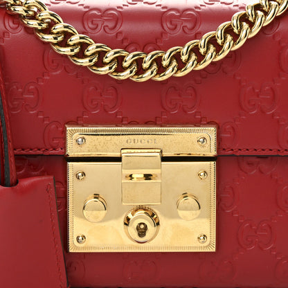 Gucci Guccissima Small Padlock Shoulder Bag Hibiscus Red 8 of 11