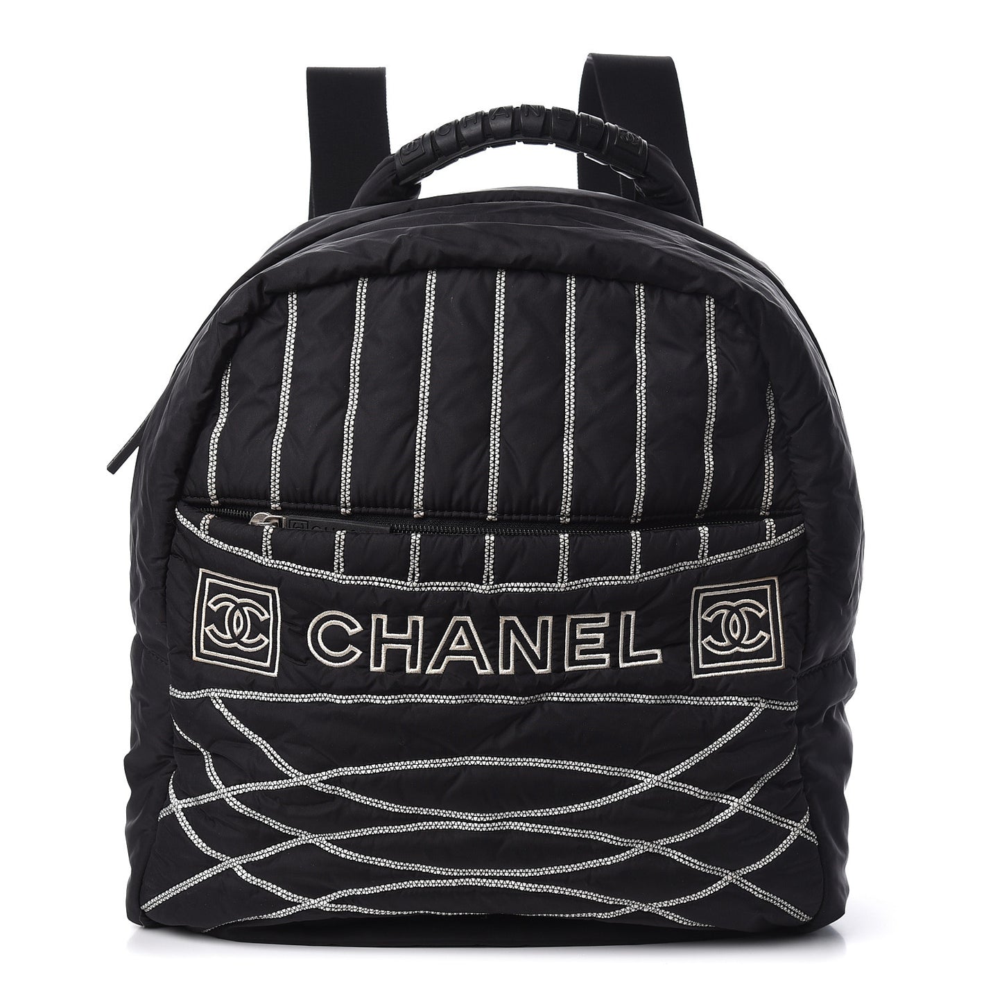 Nylon Embroidered CC Backpack White Black