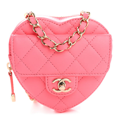 Chanel Lambskin Quilted CC In Love Heart Waist Belt Bag With Chain Pink 1 of 10