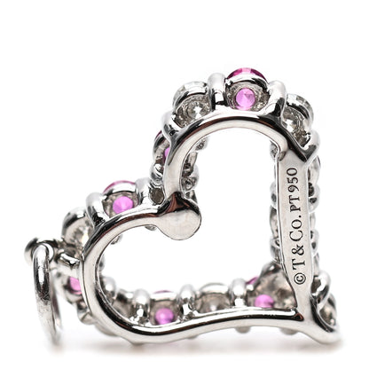 Tiffany Platinum Diamond Pink Sapphire Mini Heart Charm 3 of 4