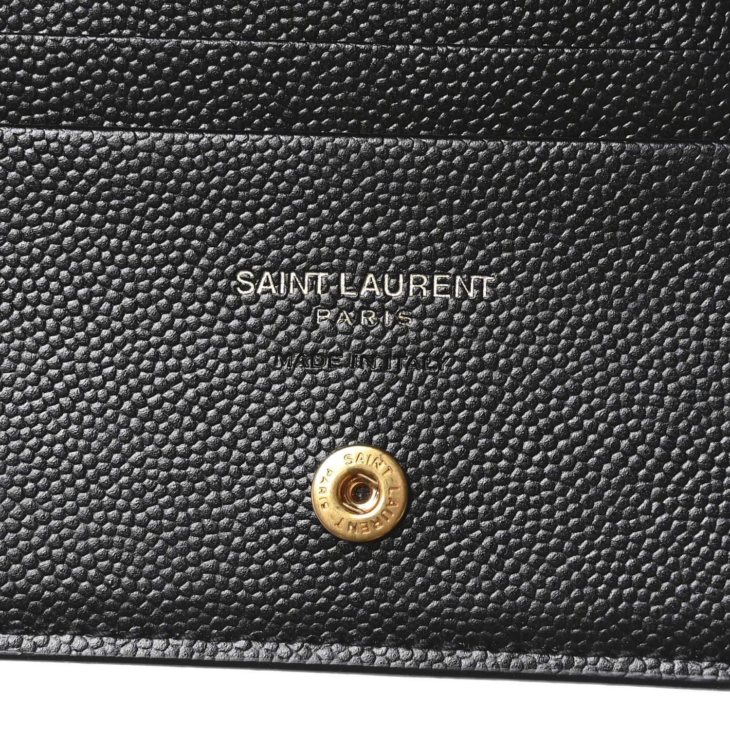 Saint Laurent Grain De Poudre Matelasse Chevron Monogram Flap Card Case Black 6 of 8