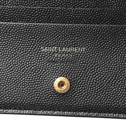 Saint Laurent Grain De Poudre Matelasse Chevron Monogram Flap Card Case Black 6 of 8