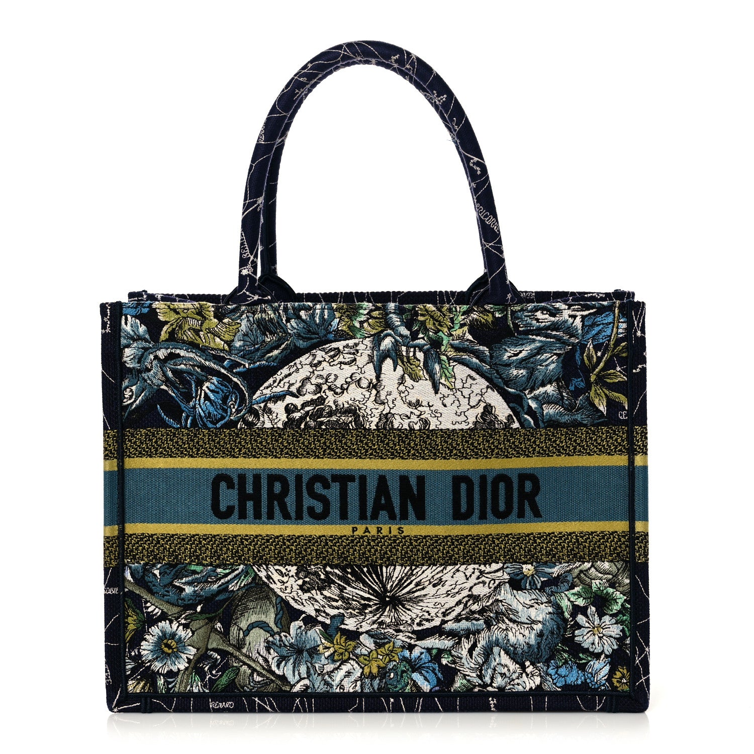 Christian Dior Canvas Embroidered Medium Zodiac Book Tote Blue Multicolor 1 of 11