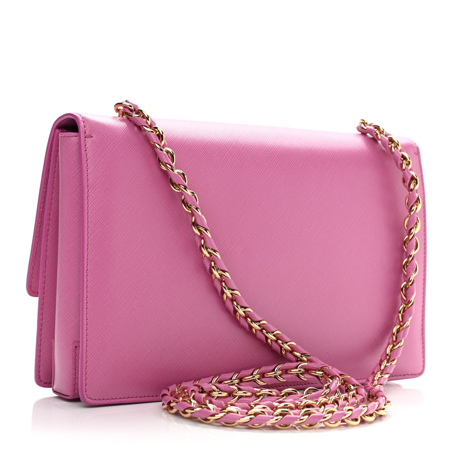 Printed Calfskin Vara Bow Chain Flap Crossbody Fuchsia