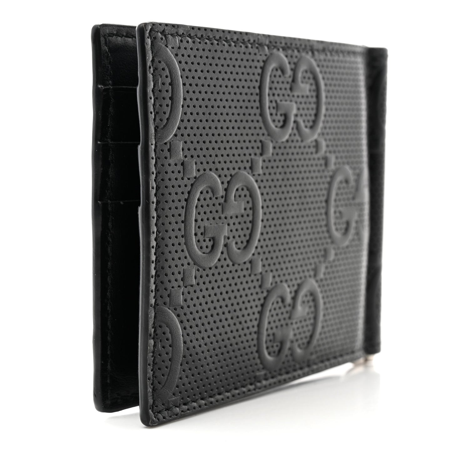 Calfskin GG Tennis Embossed Bi-Fold Wallet Black