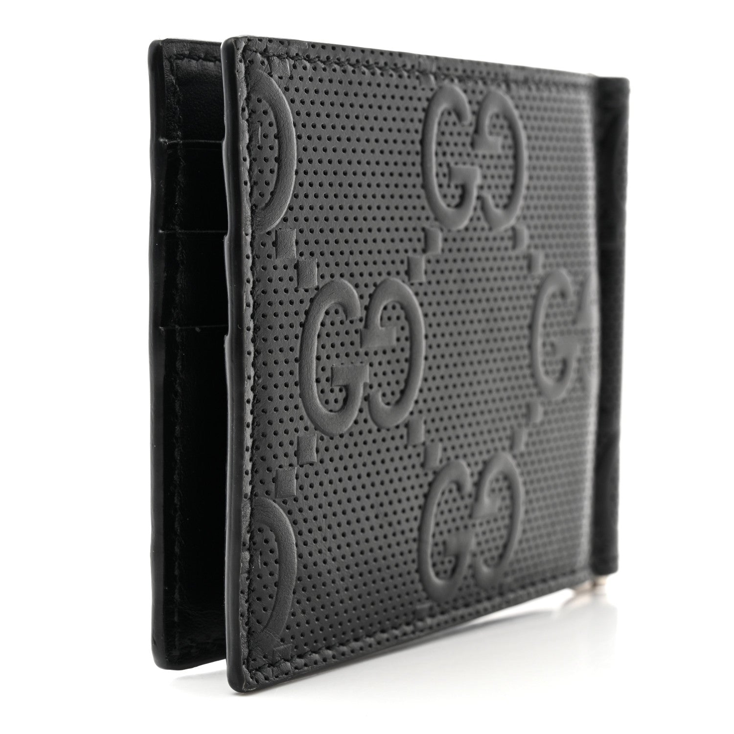 Gucci Calfskin GG Tennis Embossed Bi-Fold Wallet Black 3 of 9