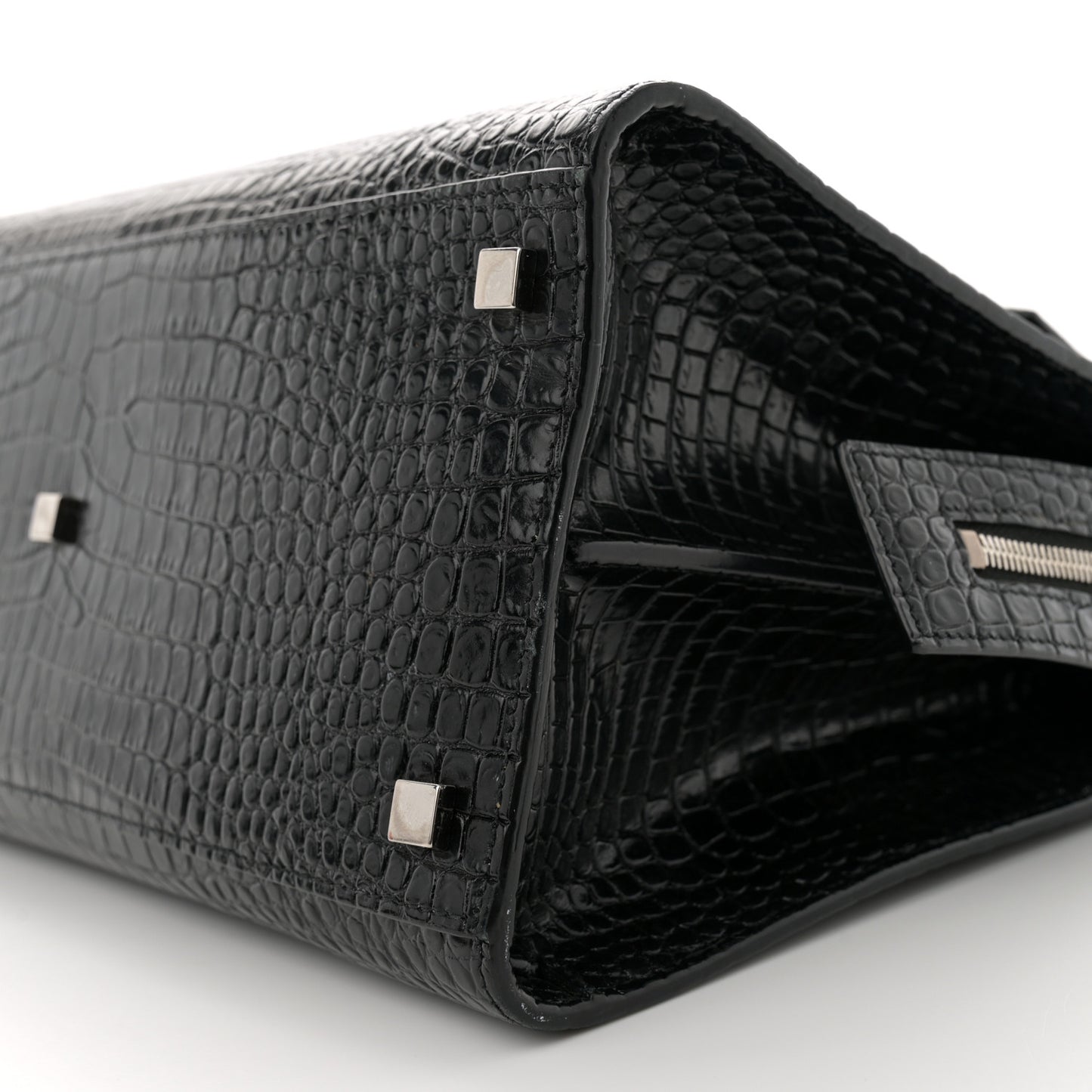 Croc Calfskin Embossed Medium Uptown Tote Black