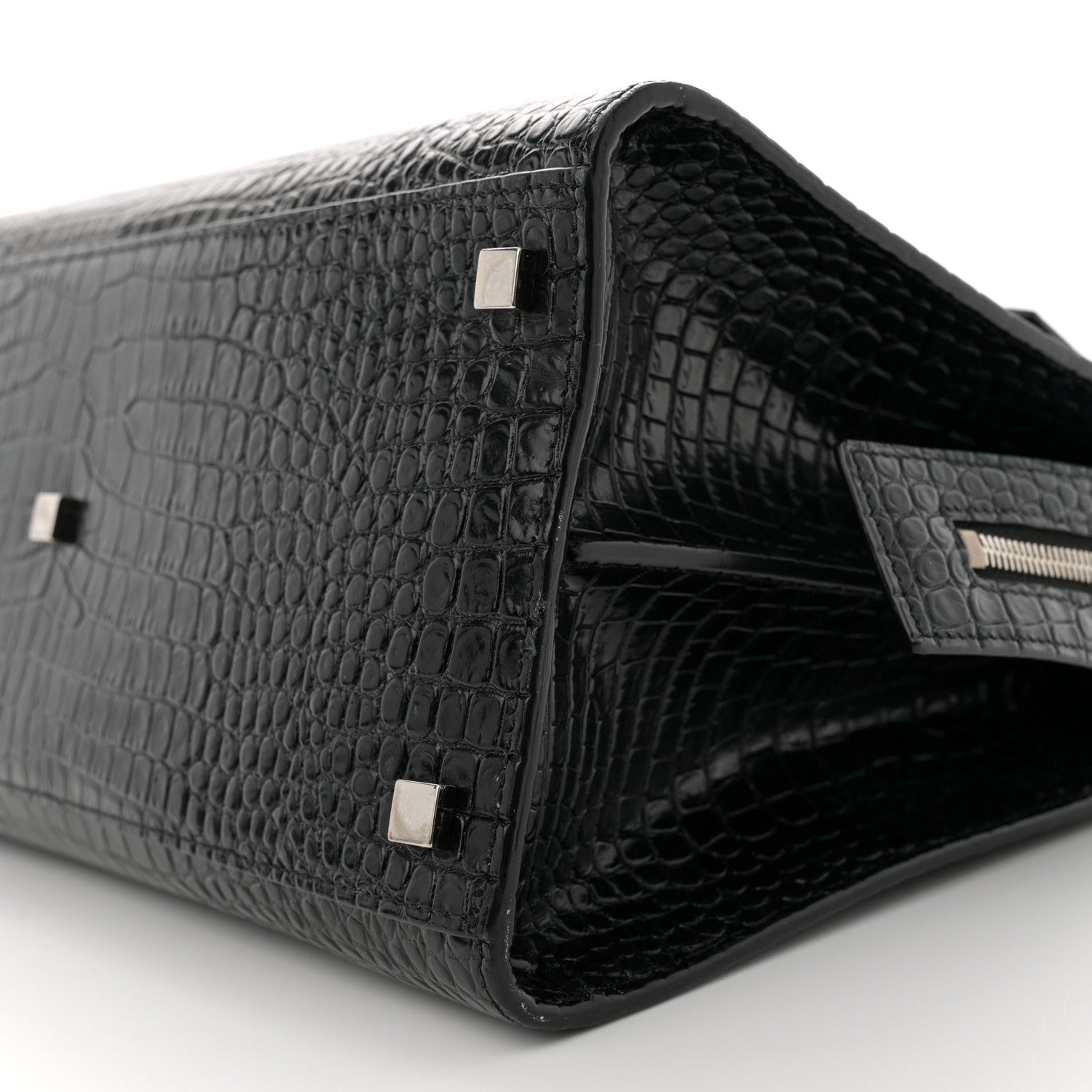 Saint Laurent Croc Calfskin Embossed Medium Uptown Tote Black 10 of 11