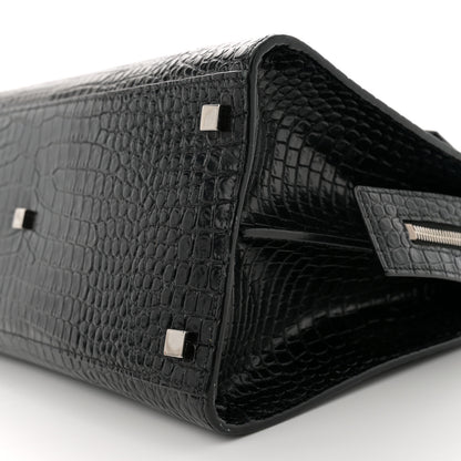 Saint Laurent Croc Calfskin Embossed Medium Uptown Tote Black 10 of 11