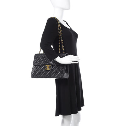 Chanel Lambskin Quilted XL Jumbo Single Flap Black 2 of 14