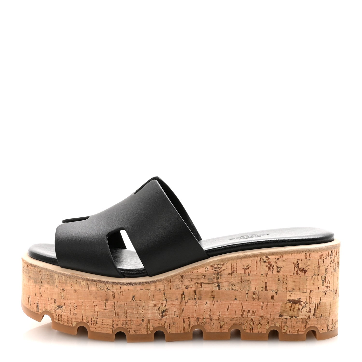 Hermes Calfskin Cork Eze 30 Sandals 35 Black 1 of 10