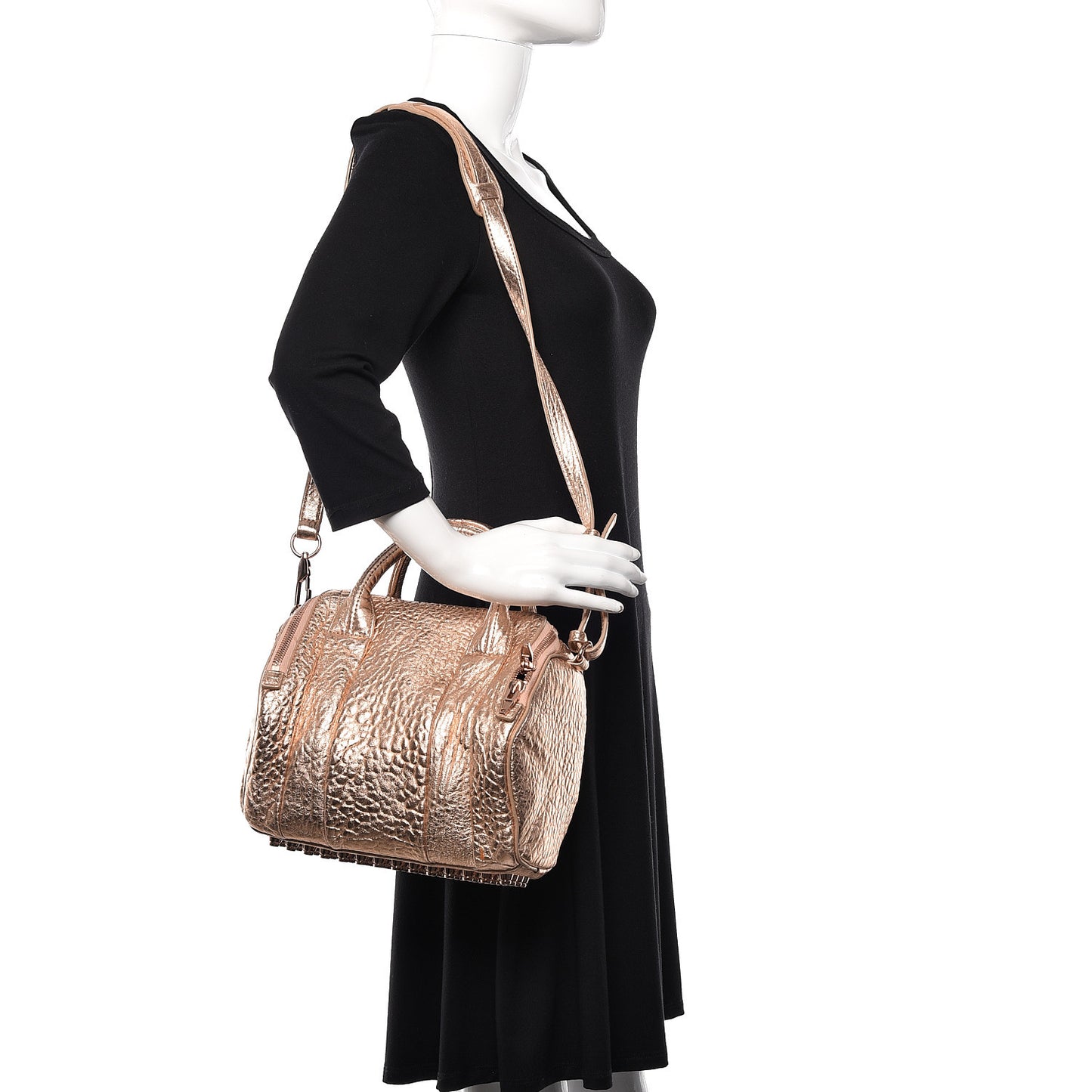 Metallic Pebbled Lambskin Rockie Rose Gold Hardware