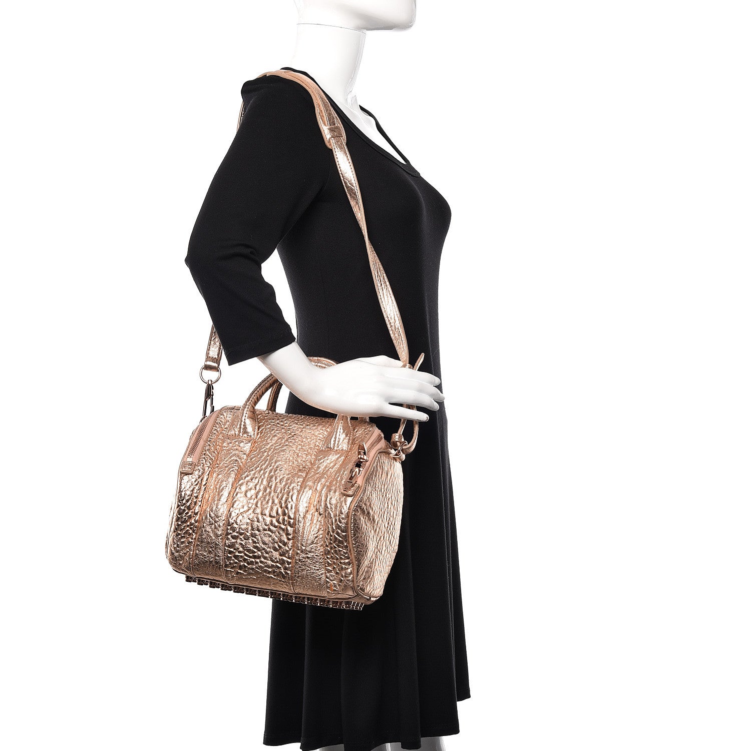 Alexander Wang Metallic Pebbled Lambskin Rockie Rose Gold Hardware 2 of 11
