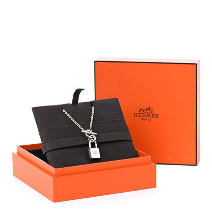 Hermes Sterling Silver Cadenas Kelly Lock Pendant Necklace 5 of 5