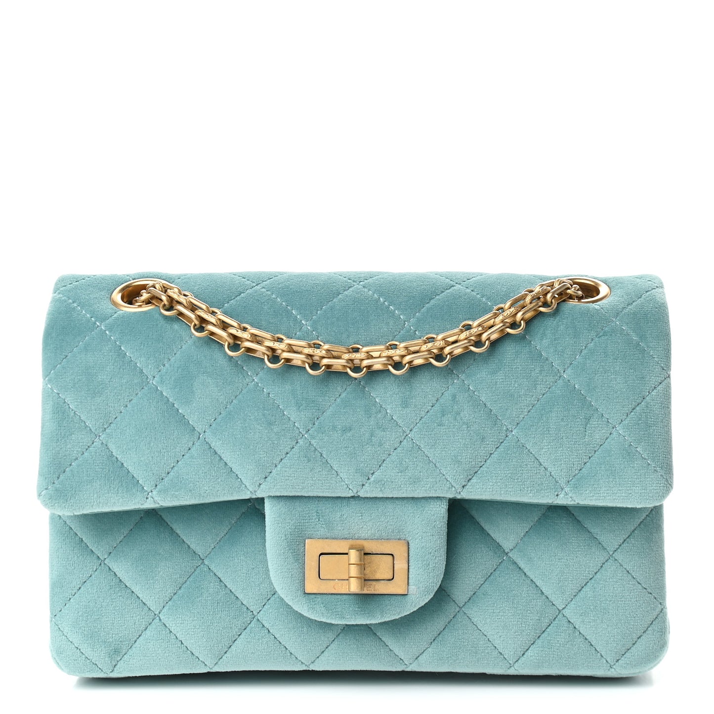 Velvet Quilted Mini 2.55 Reissue Flap Light Blue