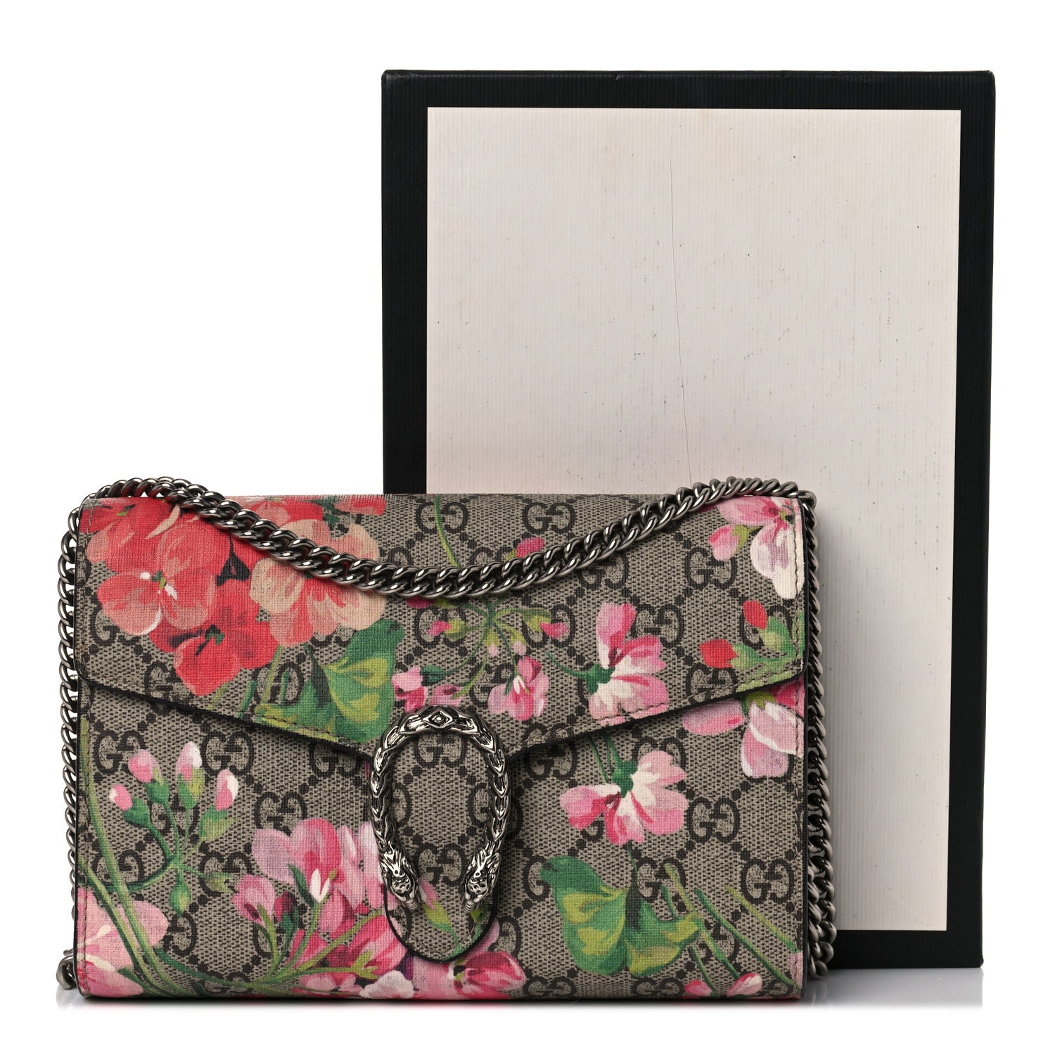 Gucci GG Supreme Monogram Blooms Mini Dionysus Chain Wallet Beige Multicolor Dry Rose 13 of 13