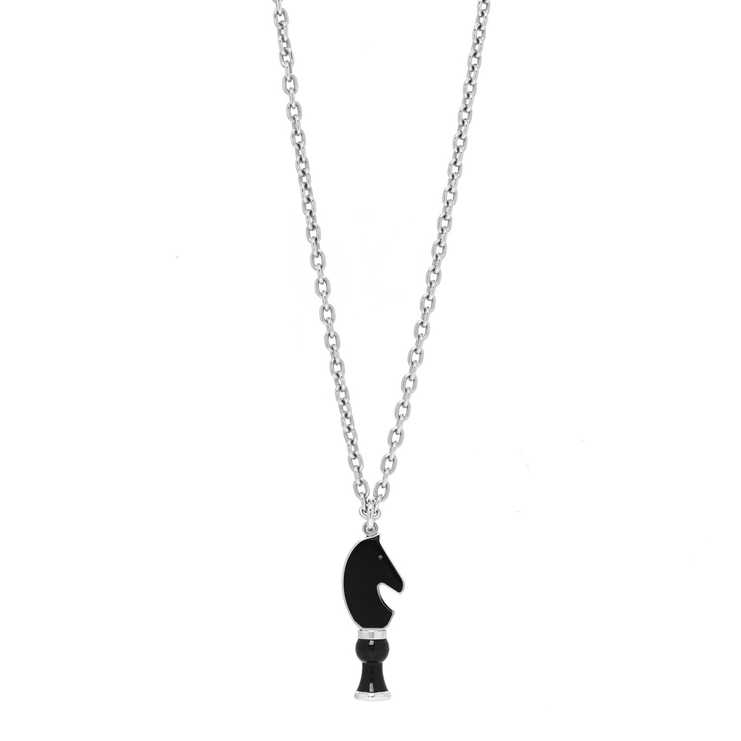 Lacquered Palladium Cavalier Necklace Black