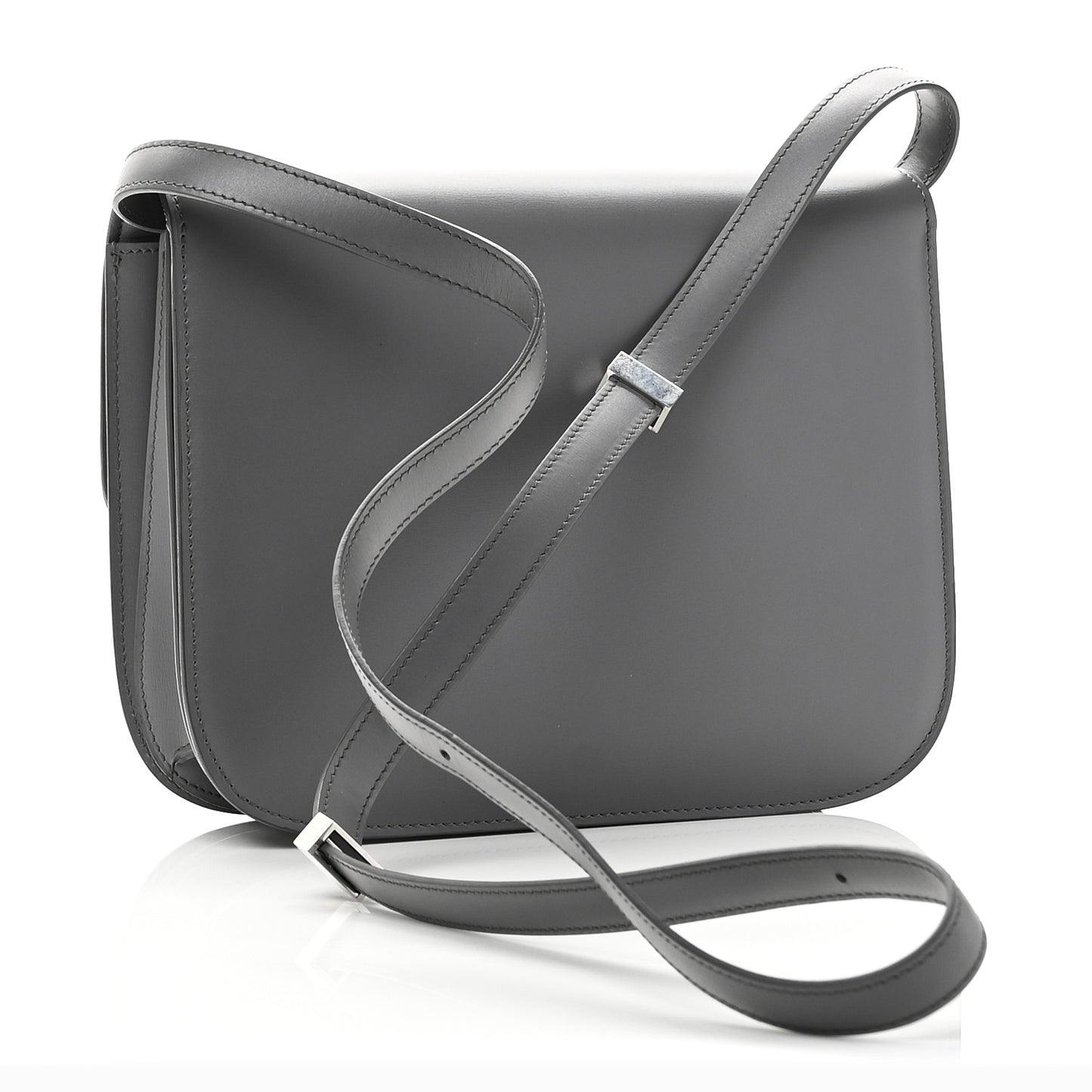Box Calfskin Medium Classic Box Flap Bag Zinc