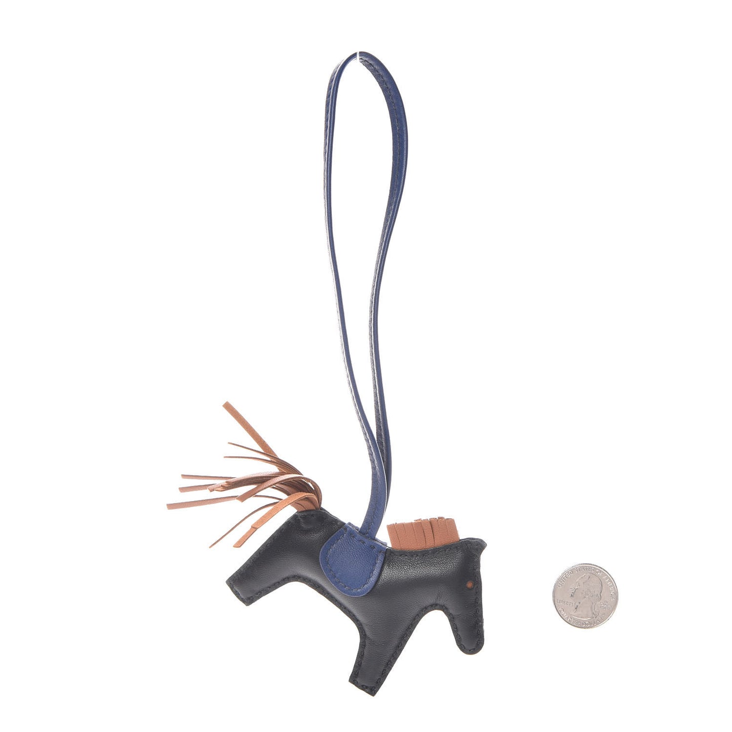 Milo Lambskin Grigri Rodeo Horse Bag Charm PM Black Bleu Encre Gold