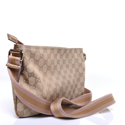 Gucci Monogram Web Small Flat Messenger Crossbody Pink Gold 3 of 11