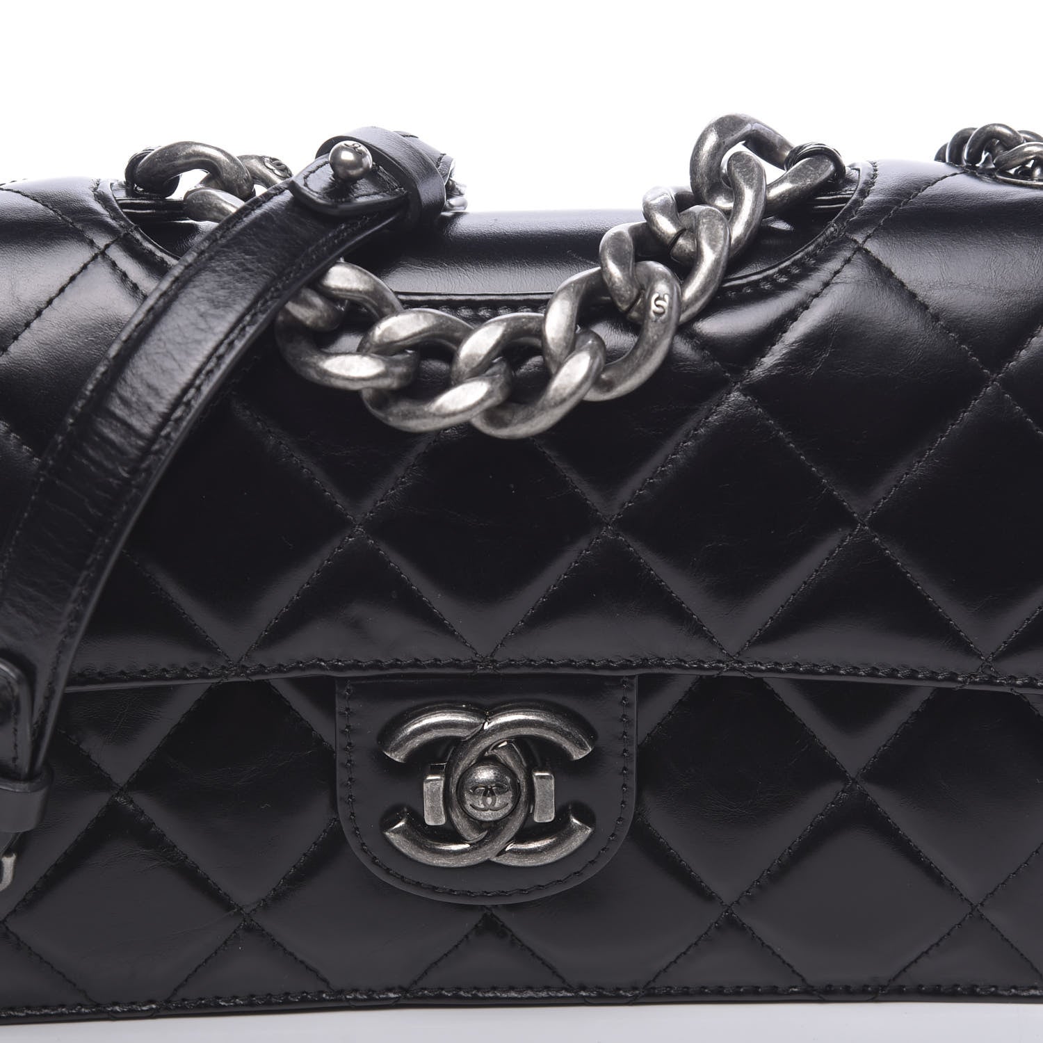 Chanel Glazed Calfskin Quilted Medium Perfect Edge Flap Black 11 of 12