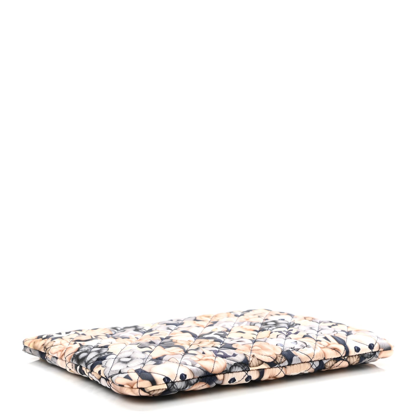 Nylon Quilted Medium Cat Emoticon Cosmetic Case Navy