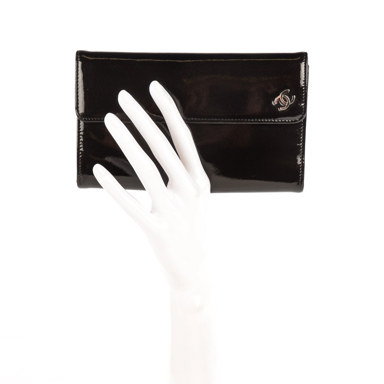 Chanel Patent Gotatskin Large Flap Wallet Black 2 of 8