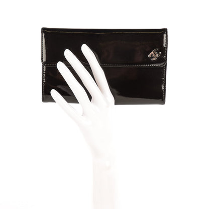 Chanel Patent Gotatskin Large Flap Wallet Black 2 of 8
