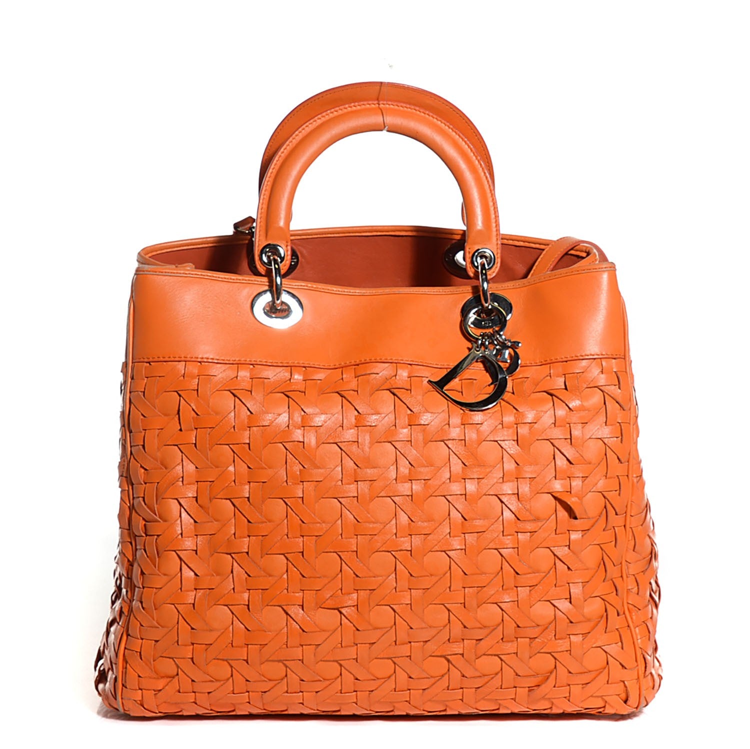 Christian Dior Lambskin Woven North South Avenue Tote Orange 1 of 8