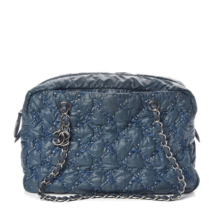 Chanel Nylon Quilted Tweed Stitch Bubble Camera Case Blue 1 of 15