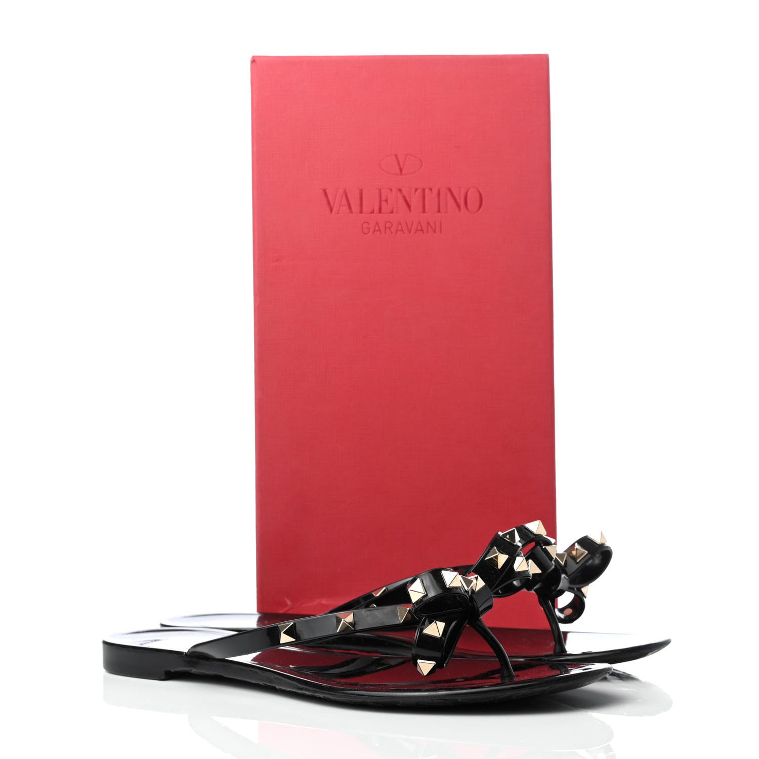 Valentino Garavani PVC Jelly Rockstud Bow Thong Sandals 41 Black 8 of 8