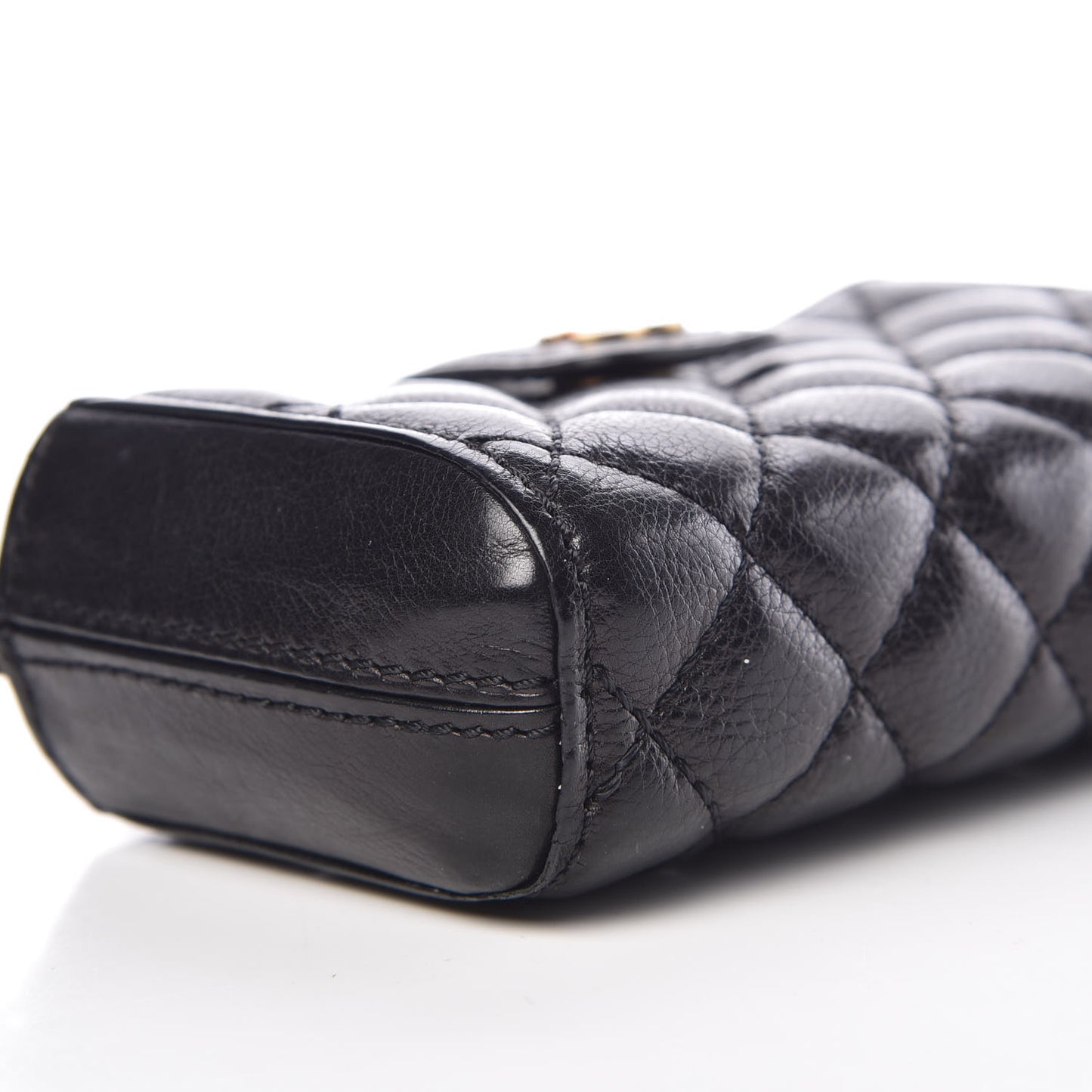 Calfskin Quilted Pearl Chain Love Symbols Mini Bag Black
