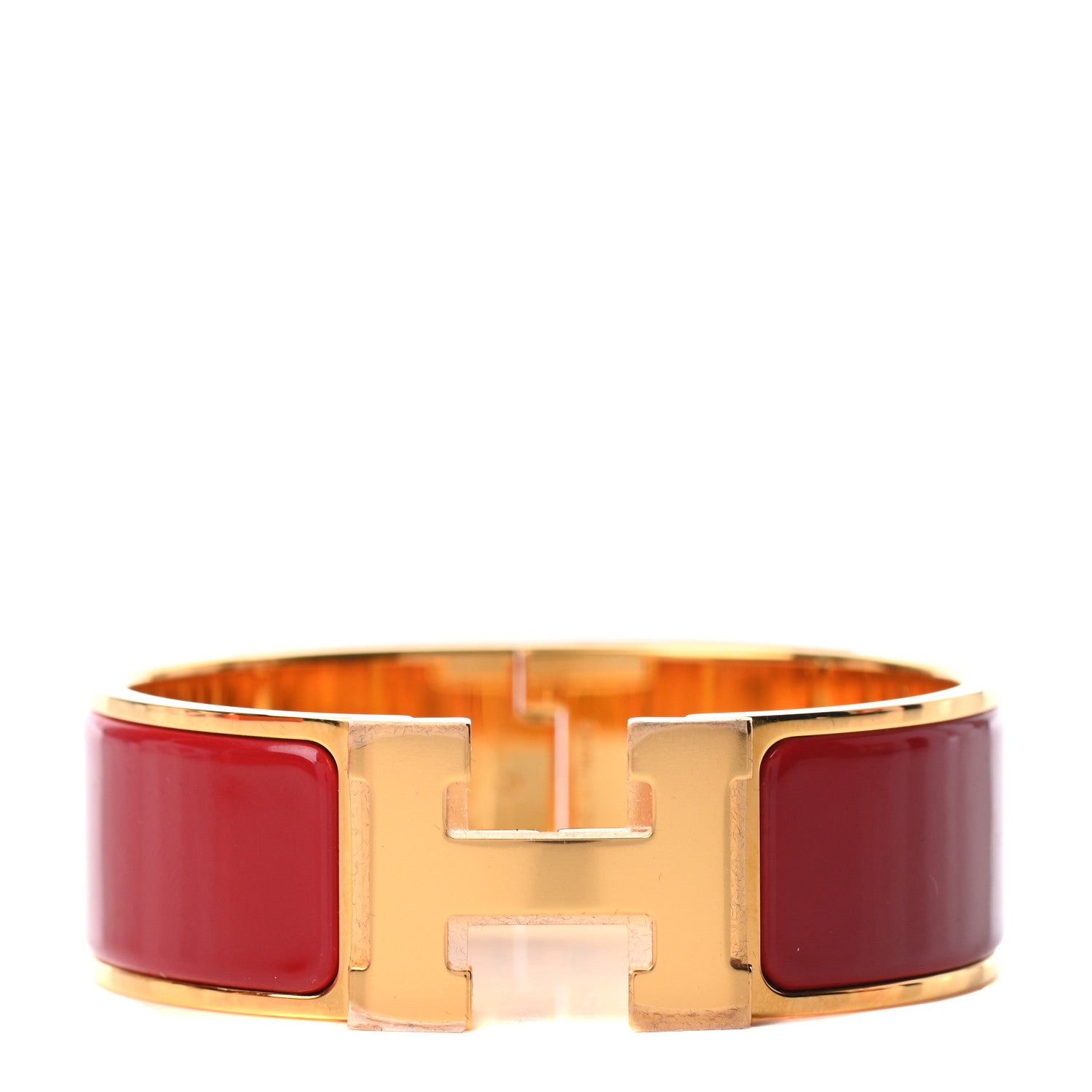 Hermes Enamel Wide Clic Clac H Bracelet PM Red 1 of 5