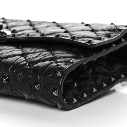 Valentino Garavani Craquele Nappa Rockstud Spike Wallet on Chain Black 10 of 14