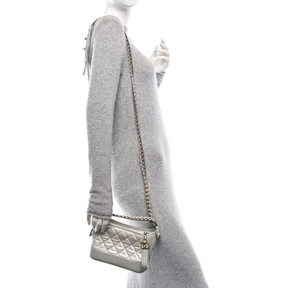 Chanel Metallic Aged Calfskin Quilted Small Gabrielle Hobo Silver 2 of 10
