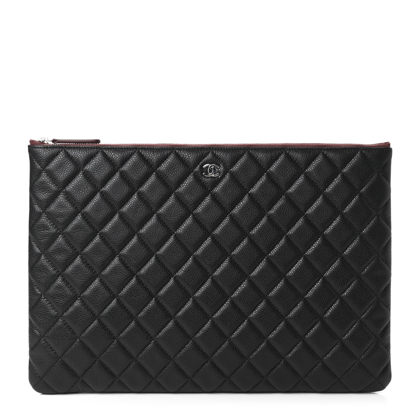 Caviar Quilted Large Cosmetic Case Black